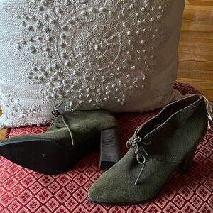 Franco Sarto Forest Green Suede Heeled Boots
